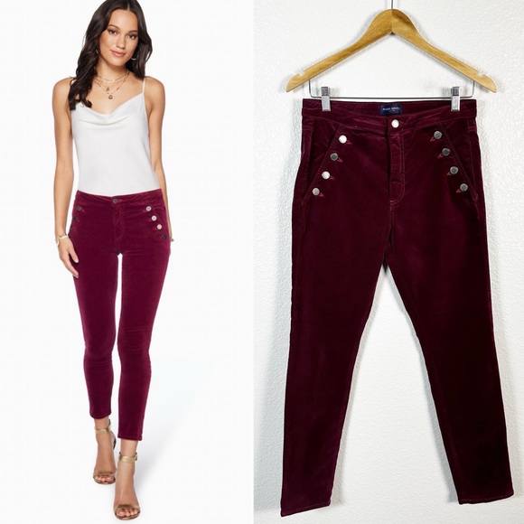 Ramy Brook Pants - Ramy Brook Women’s Velveteen Helena Skinny Pants in Maroon Size 28